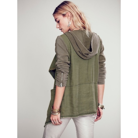 Free People Green Drippy Linen Jacket - Picture 3 of 7